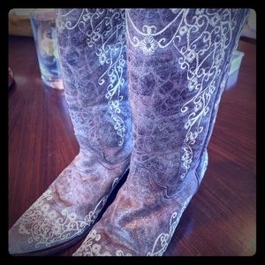 Corral Lisa Brown Crater Bone Embroidered Boots